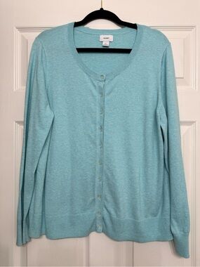 Old Navy XXL Aqua Blue Button Front Cardigan Cotton Blend Sweater
